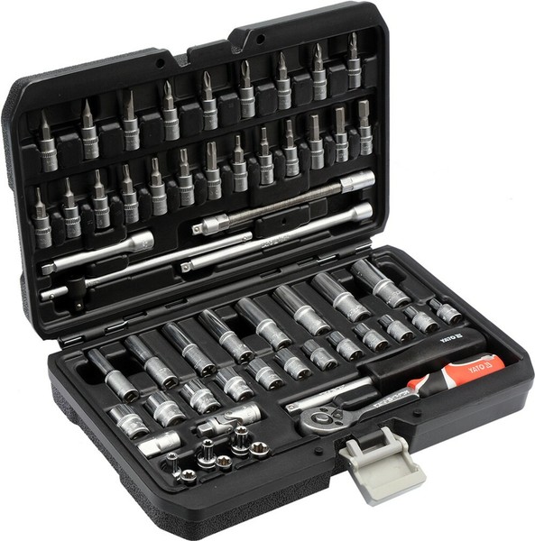 Yato YT-14501 SteckschlüSsel Satz 56 Tlg. Knarrenkasten 1/4 Zoll Bits Nusskasten-image