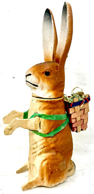 Osterhase Candybox Candycontainer Hase rabbit Pappe Pappmachè SEHR ALT 18cm /P5