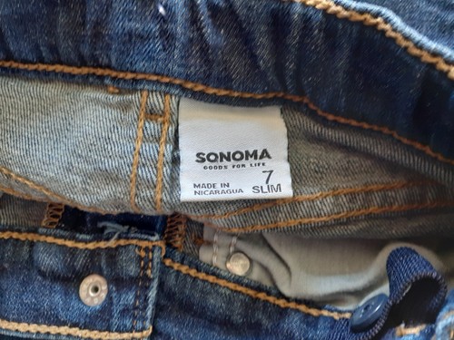 Sonoma Boys Jeans Dark Wash Adjustable Waist Size 7 Slim - Picture 5 of 9