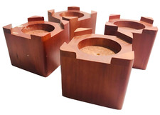 4 MCM Wood Block Pillar Candle Holders Lighting Indoor Outdoor Entertaining