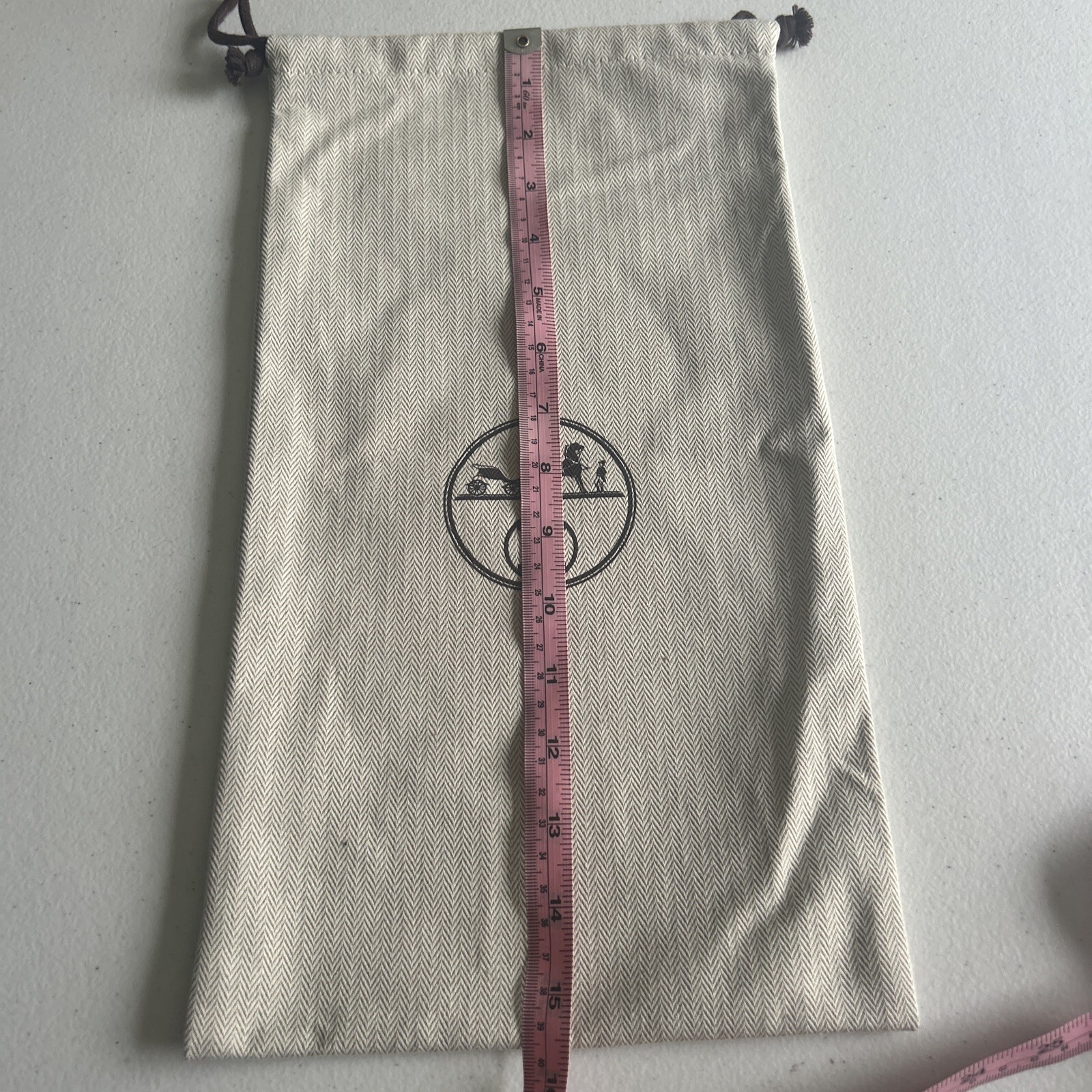 Authentic Hermes Herringbone  Drawstring Storage … - image 3