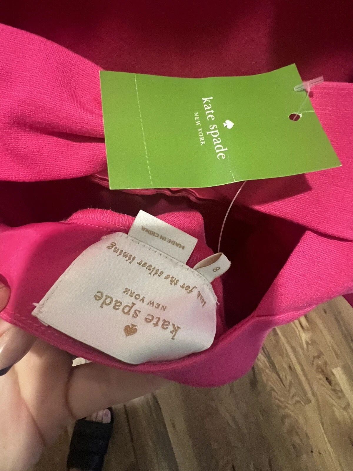 NUOVO abito Kate Spade rosa civettuolo fiocco schiena taglia 8 fantasia incontrarti $328