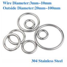 304 A2 Stainless Steel Round Rings Heavy Duty Solid Metal O Ring Welded Smooth