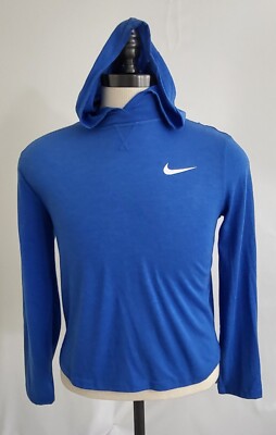 Nike Girls XL Dri Fit Hoodie Long Sleeve Tee Lightweight Light Blue