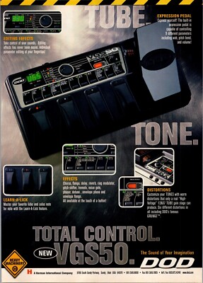 1999   DOD VGS50 Guitar pedals Effects print ad    Vintage 1990s ADV-59