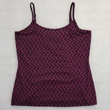 Fashion Bug Women's Spaghetti Strap Tank Top Size M Purple Black Geometric Fun