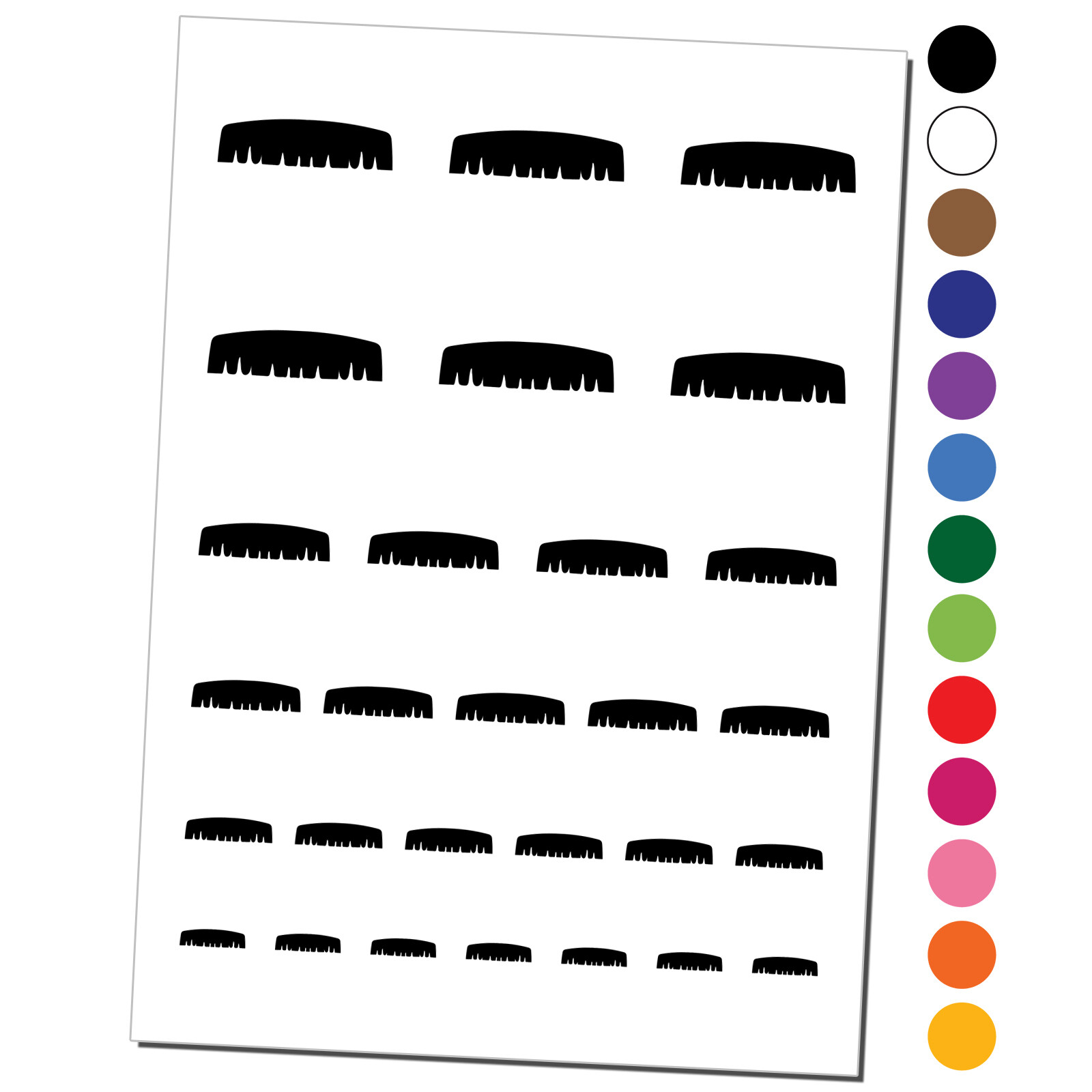 Painter's Brush Mustache Silhouette Temporary Tattoo Set for Fun Designs