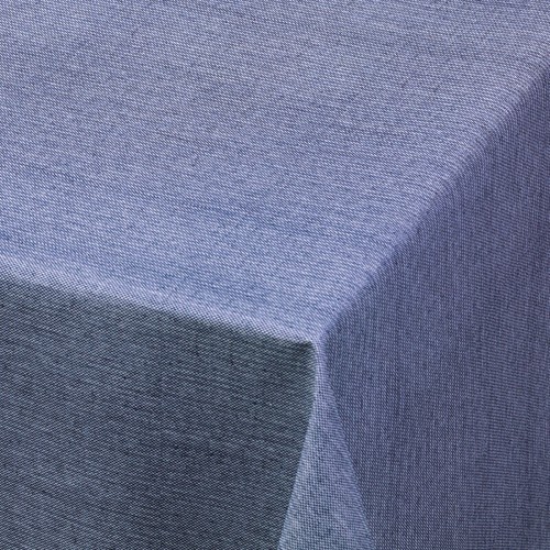 Plain Linen Look Textured Blue Gouda Pvc Vinyl Wipe Clean Tablecloths - Picture 2 of 2