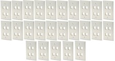 25 Pack 4 Port Keystone Insert Jack CAT5 CAT6 RJ45 Coax 1-Gang Wall Plate WHITE