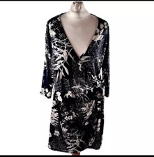Womens Black Wrap Dress Long Sleeve Size 12 TU