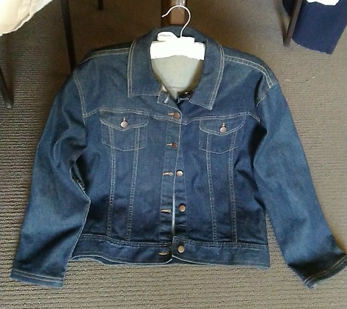 Dark Blue Denim Jacket Cotton Size 