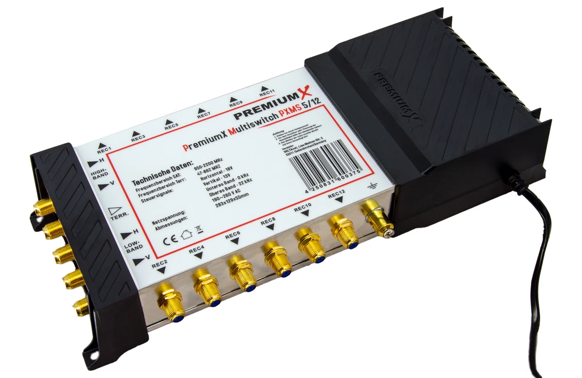 PremiumX 5/12 Multiconmutador Multiswitch 5-12 SAT Distribuidor 12 participantes HDTV 4K