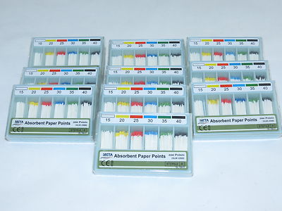 10 Packs De Pointes Papier Endodontiques AZDENT - Taille 15 à 40, Cône 0.02, Pour Canaux Radiculaires