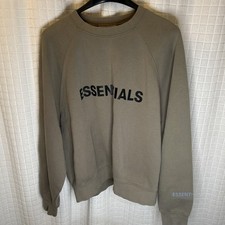 Fear of God Essentials Taupe Crewneck Applique Logo Sz small rn 090233