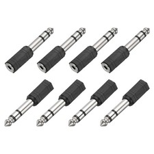 8 Pcs TRS6.35mm Male to 3.5mm Female Nickel Plating Adapter Plastic Shell