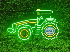 31"x19" John Deere Farm Tractor Light Beer LED Neon Light Lamp Sign With Dimmer