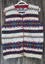 Vintage Woolrich 100 Wool Button Up Fair Isle Nordic Vest Size M Grandpa Style