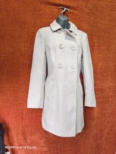 M&S Size 8 Porcelain Pale Pink Cream Double Breasted Coat Good Condition