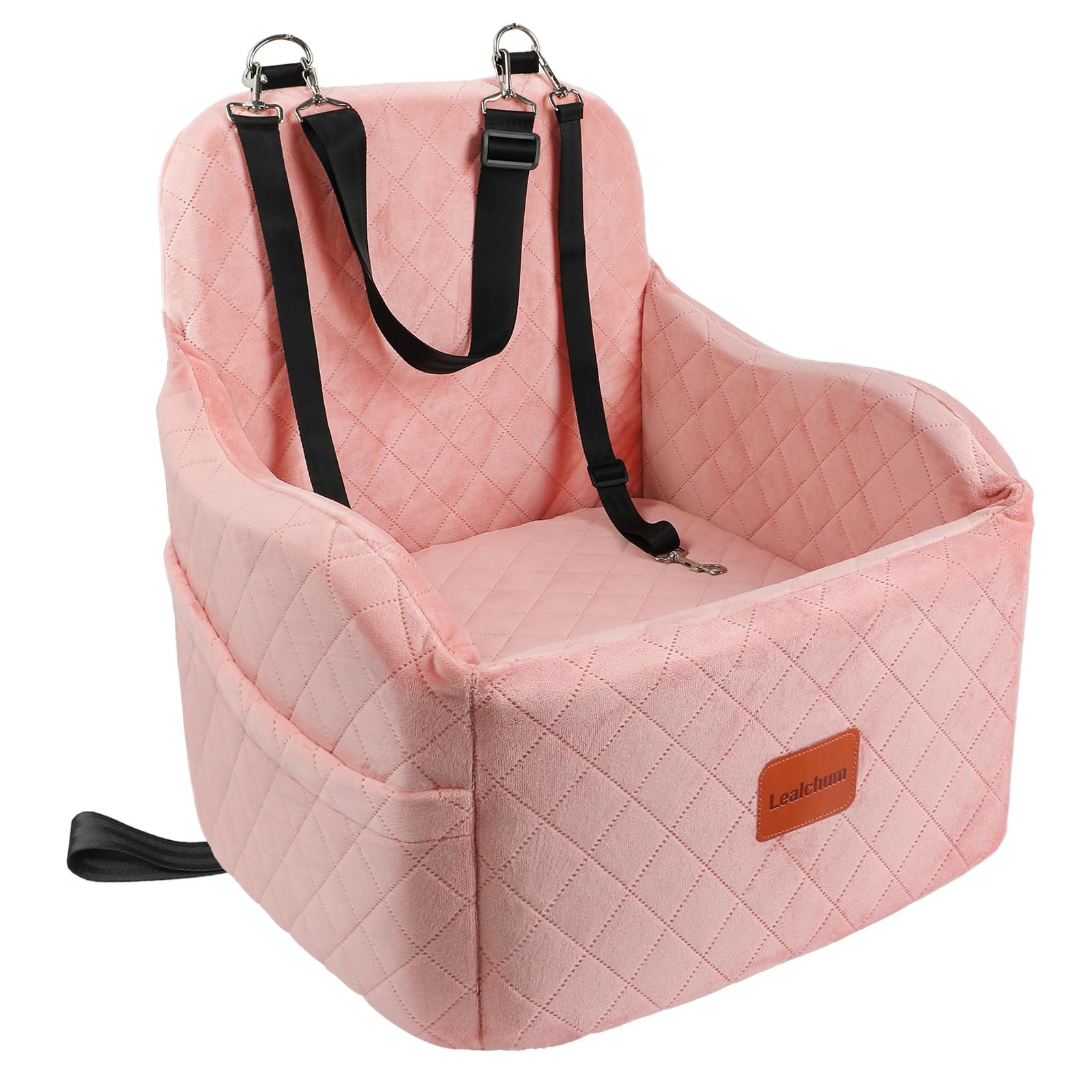 Lealchum Dog Booster Car Seat for Small Dogs,Puppy Portable Medium, Pink