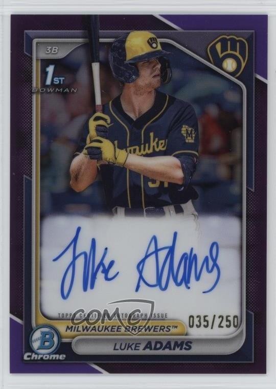 2024 Bowman Chrome Prospect Purple Refractor 35/250 Luke Adams #CPA-LA Auto 11if