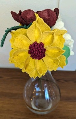 Beautiful Hand Cut Wool Blend Felt Flower Bouquet Gift Wrapped/Great Gift Idea!