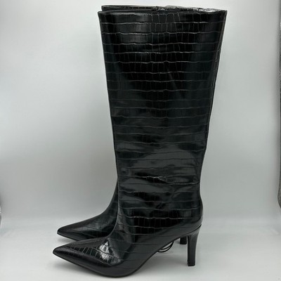 NWT Worthington Pleasant Stiletto Heel Dress Knee High Boots Womens Sz 9.5  Black | eBay