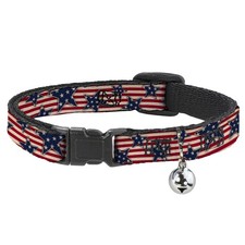 Cat Collar Breakaway with Bell Americana Stars  Stripes Red/White/Blue/White NA