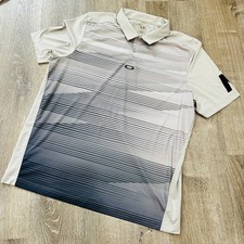 Oakley Polo Mens 2XL Grey White Short Sleeve Sublimated Performance Polo Shirt