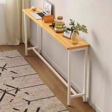 80cm Wide Narrow Single Tier Console Table 20cm Slim Depth Natural Wood