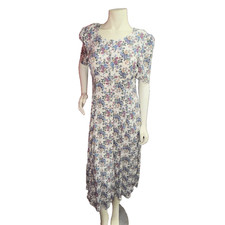 Vintage Jamie Brooke Granny Cottage Core Floral Print Button Front Maxi Dress LG