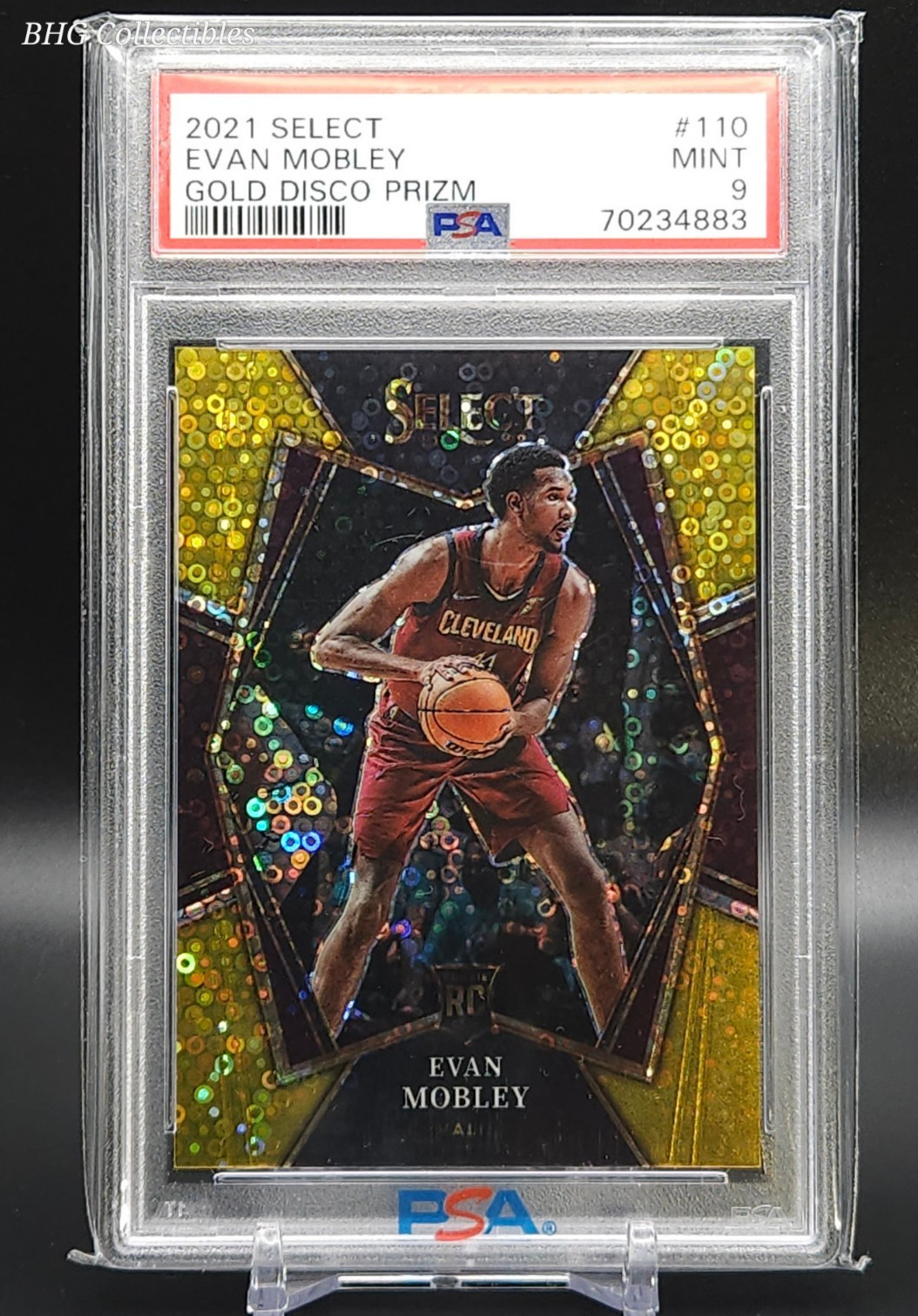 2021-22 Panini Select Evan Mobley RC Premier Level GOLD Disco /10 PSA #110