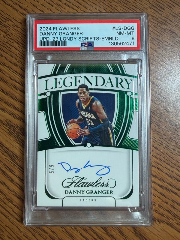 2023-24 Panini Flawless Legendary Scripts Emerald Danny Granger Auto 5/5 PSA 8