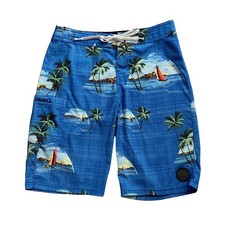 O'Neill Board Shorts Mens 28 Blue Tropical Palm Tree Surf Swim Trunks Beach