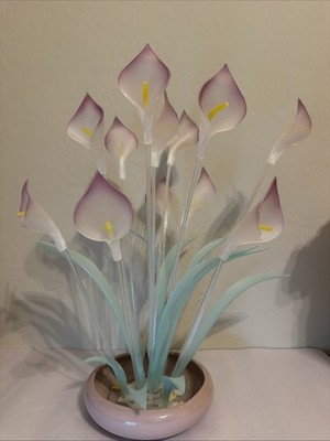 Vintage Frosted Lucite Acrylic Calla Lily Flower Arrangement Sculpture MCM 80s