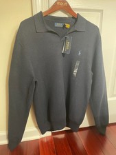 Brand New POLO RALPH LAUREN Navy Blue Sweater Long Sleeve Pullover Size L