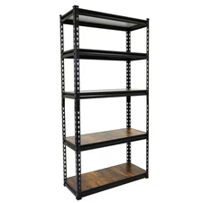 Black 5-Tier Boltless Tier Height Adjustable Garage Steel Storage Rack Shelving