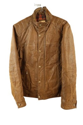 M&S NORTH COAST braune Leder Biker Jacke Gr.M Herren Full Zip Bomber 021399
