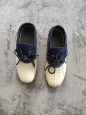 LL Bean Navy White Low Moc Duck Bean Boots Women’s Size 6M Made in USA