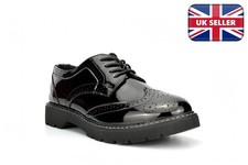 Womens Brogues Girls School Shoes Ladies Shoes Size 3/4 Girls Shoes Patent Black
