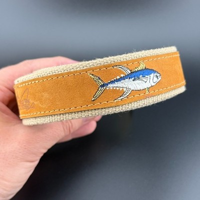 World Wide Sportsman Leather Fishing Belt Tuna Embroidery Made USA Size 38
