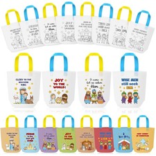 24 Nativity Christmas Coloring Goodie Bags for Kids - Bulk Color Your Own Gift