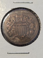 1868 US Two Cent Bronze Coin Shield Design Philadelphia Mint