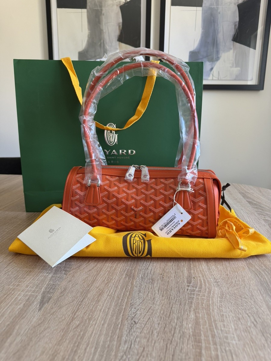 GOYARD Bonbonnière Handbag ORANGE Goyardine Canvas Full Packaging