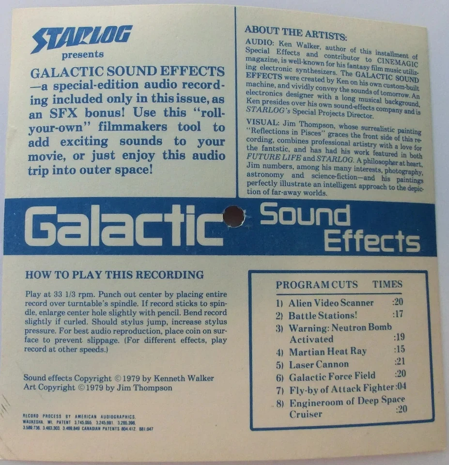 Starlog Galactic Soundeffects Flexidisc Vinyl 1979 - Bild 2 von 2