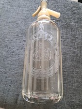 Vintage Schweppes Soda water syphon with etched glass