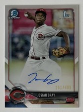Josiah Gray 2018 Bowman Chrome REFRACTOR /499 Auto Autograph 1st Bowman