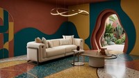 Beiges Wohnzimmer-Set Weiches 3-Sitzer-Sofa Couchtisch Beistelltisch Modern