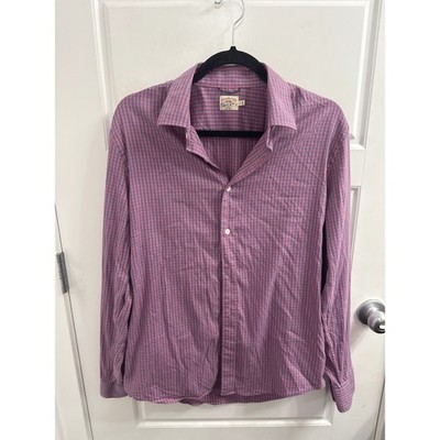 Faherty Brand Mens Medium Pink Blue Gingham Long Sleeve Button Down Shirt