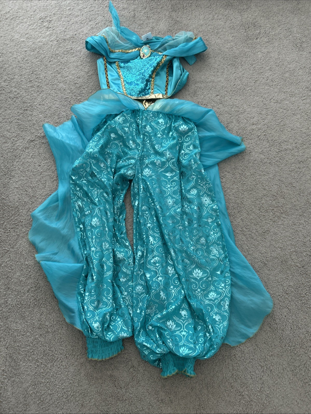 NUEVO CON ETIQUETAS Talla 9/10 2 Piezas-Niñas Princesa Árabe Disney Disfraz Jazmín Halloween
