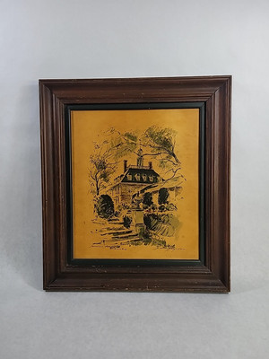 Vintage Framed John Haymson  The Capital Williamsburg Va 16 X 18  Frame
